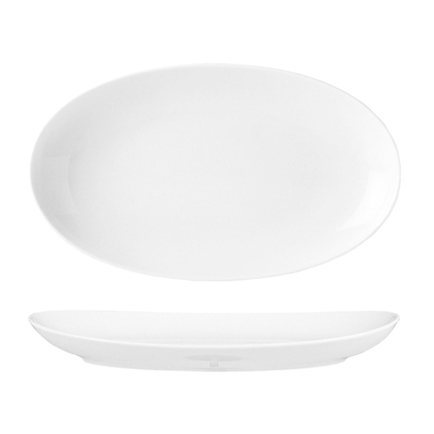 Porcelain Elips 9.75" x 5.75" x h:1" Oval White Porcelain Platter - Case Pack:6