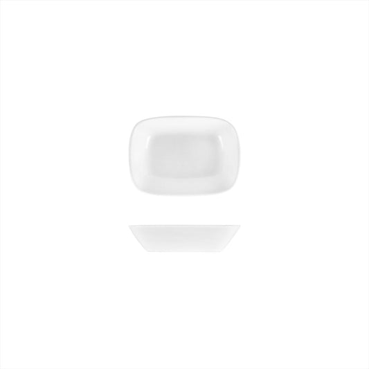 Porcelain Delta-Coupe 5.5" x 4" x h:1.25" 6 oz. Rectangular White Porcelain Deep Plate - Case Pack:12