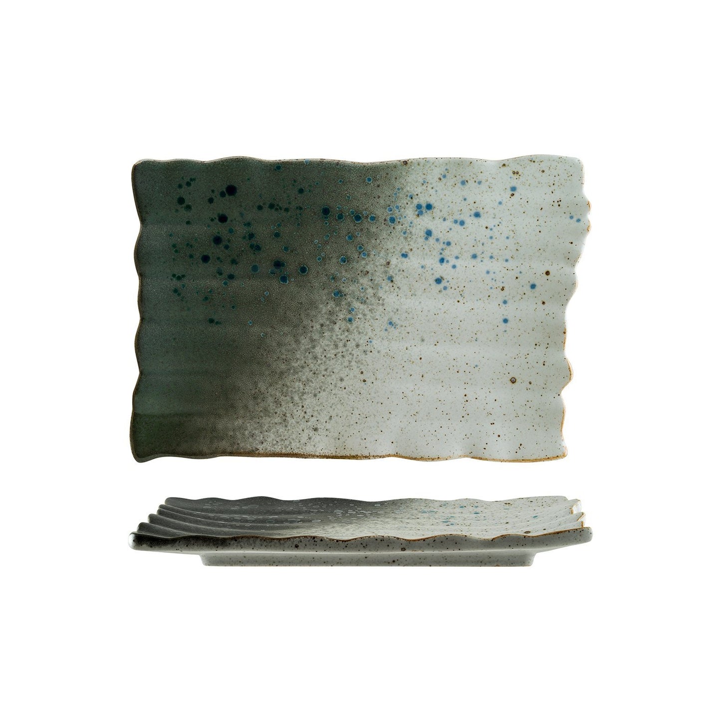 Turgla Vitrified Gaia 13" x 8.75" Rectangular Decorated Vitrified Plate - Case Pack: 2