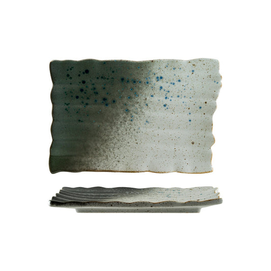 Turgla Vitrified Gaia 13" x 8.75" Rectangular Decorated Vitrified Plate - Case Pack: 2