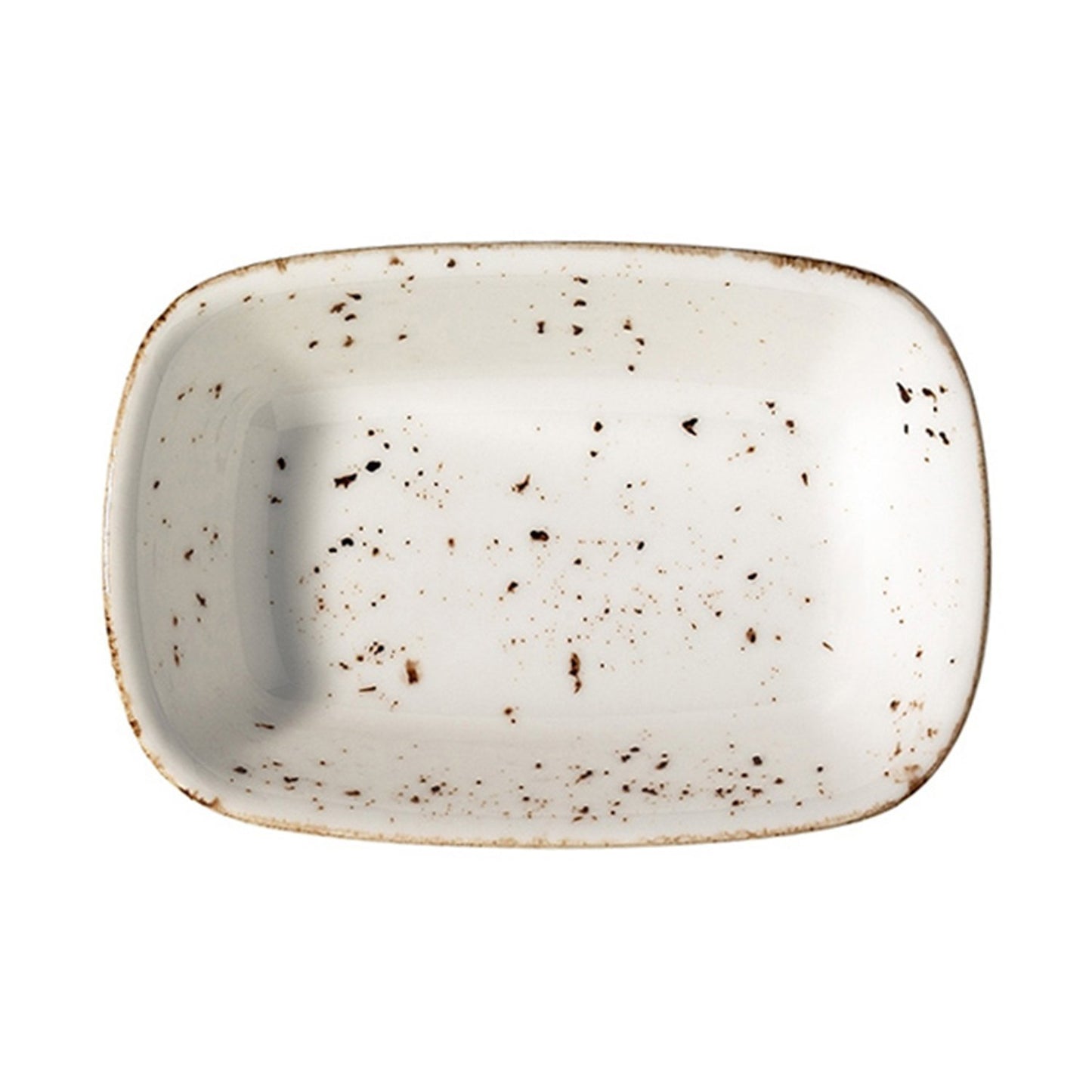 Turgla Vitrified Grain 4.75" x 3.25" x h:1" 4 oz. Rectangular Decorated Vitrified Deep Plate - Case Pack: 12