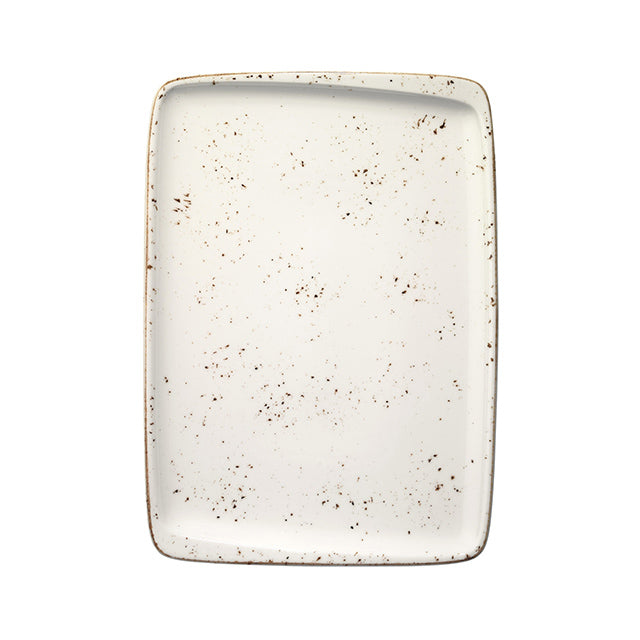 Porcelain Grain 14.25" x 10.25" x h:0.75" Rectangular Decorated Porcelain Platter - Case Pack: 6