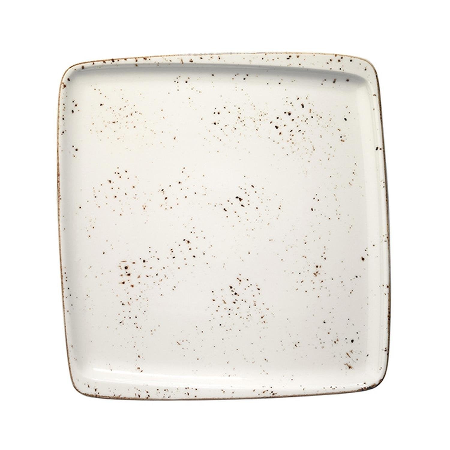 Grain 12.75" x 12" x h:0.75" Square Decorated Vitrified Platter