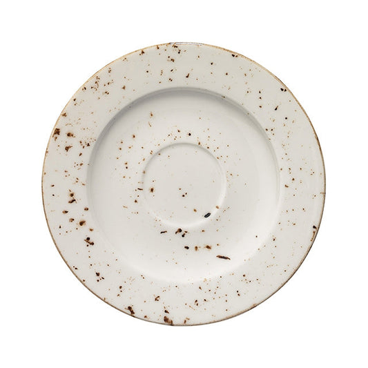 Porcelain Grain dia.6.25" Round Decorated Porcelain Saucer - Case Pack: 6