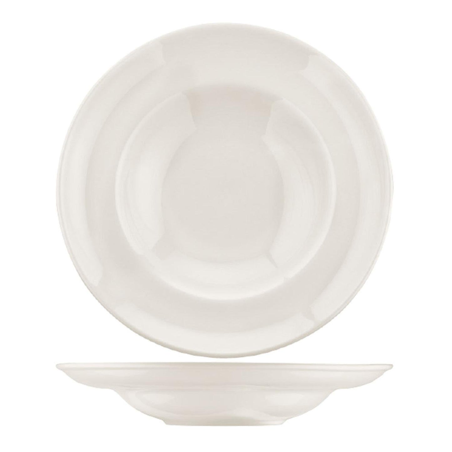 Gourmet dia.9.5" h:2" 14 oz. Round Warm White Vitrified Bowl
