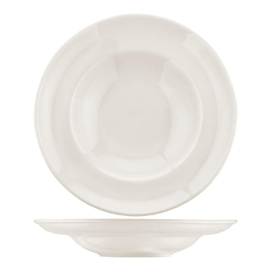 Gourmet dia.9.5" h:2" 14 oz. Round Warm White Vitrified Bowl