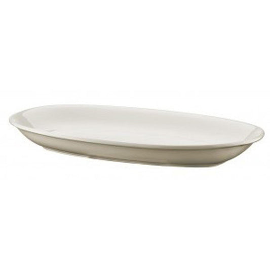 Turgla Vitrified Gourmet 11.25" x 6.75" x h:1.25" Oval Warm White Vitrified Platter - Case Pack: 6