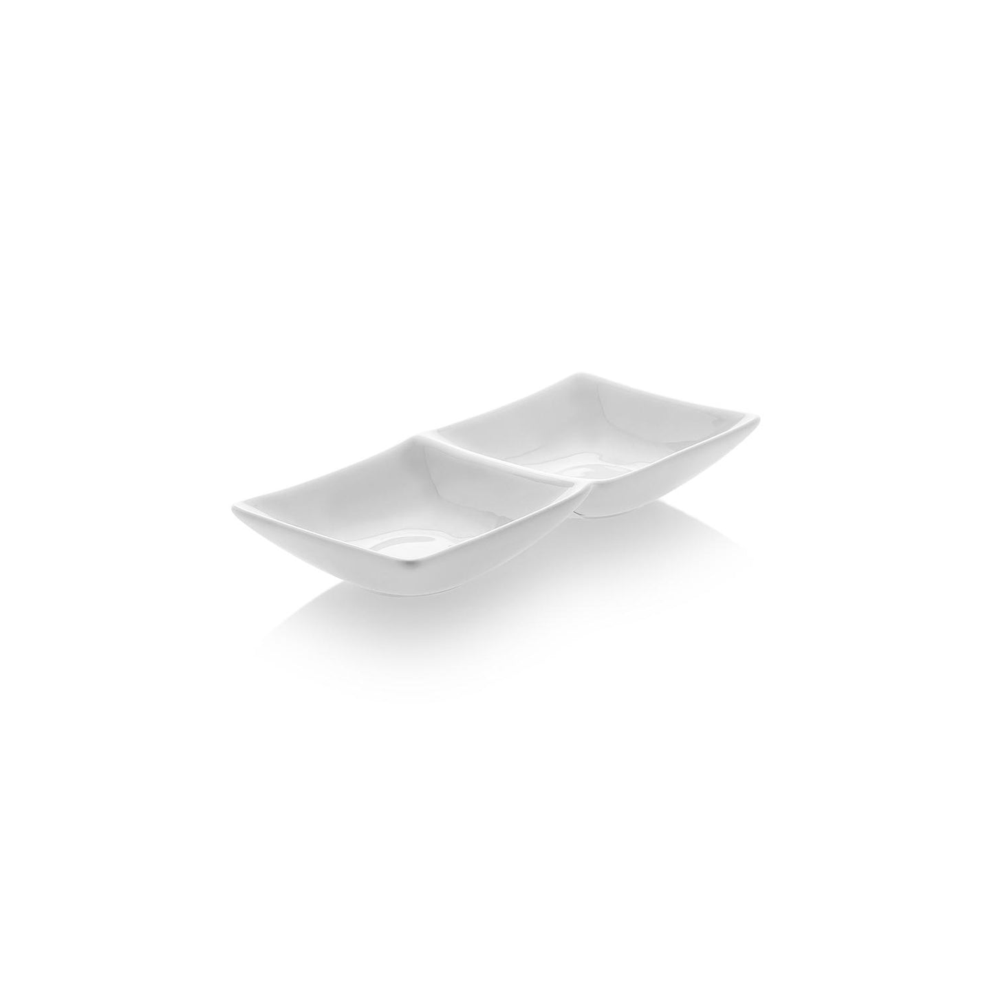 Porcelain Hong Kong 6.5" x 3.25" Rectangular White Porcelain Sectional Plate - Case Pack:12