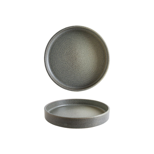 Turgla Vitrified Hornfels dia.9" h:1.5" 29 oz. Round Gray Vitrified Deep Plate - Case Pack: 6