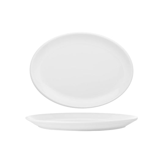 Porcelain Delta-Coupe 14.25" x 11.25" x h:1.25" Oval White Porcelain Platter - Case Pack:6