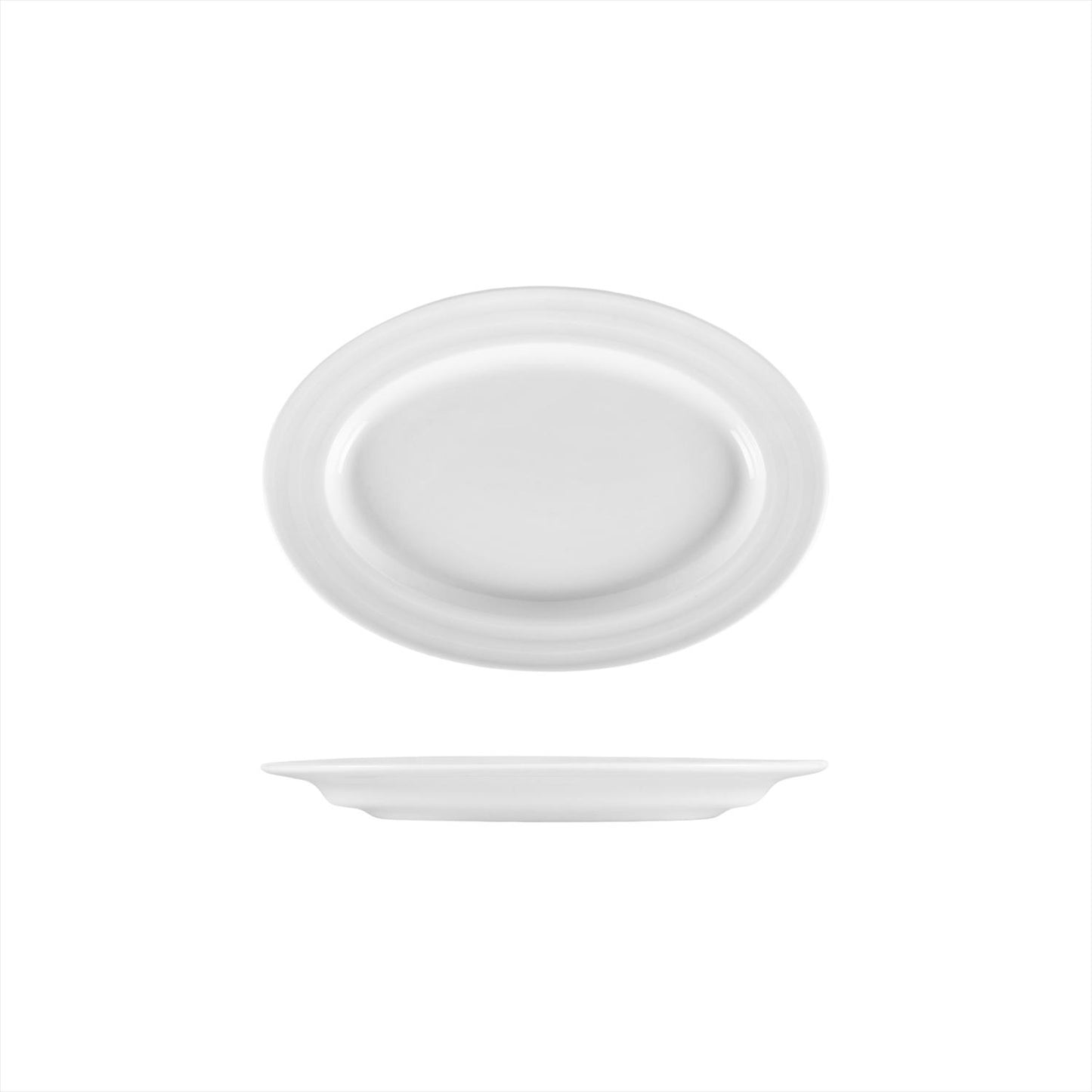 Porcelain Lizbon 9.5" x 6.75" x h:1" Oval White Porcelain Platter - Case Pack:6