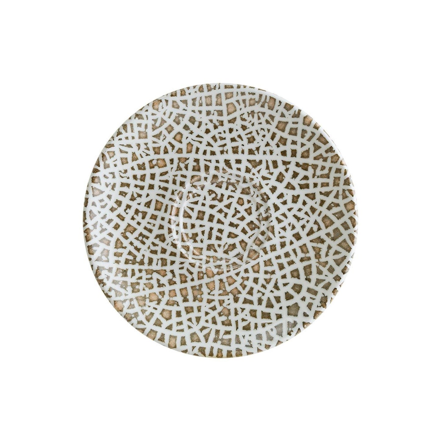 Turgla Vitrified Lapya Wood dia.6.25" Round Decorated Vitrified Saucer - Case Pack: 6