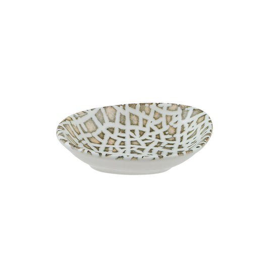 Porcelain Lapya Wood 4" x 3" x h:0.75" 1 oz. Organic Decorated Porcelain Bowl - Case Pack: 24