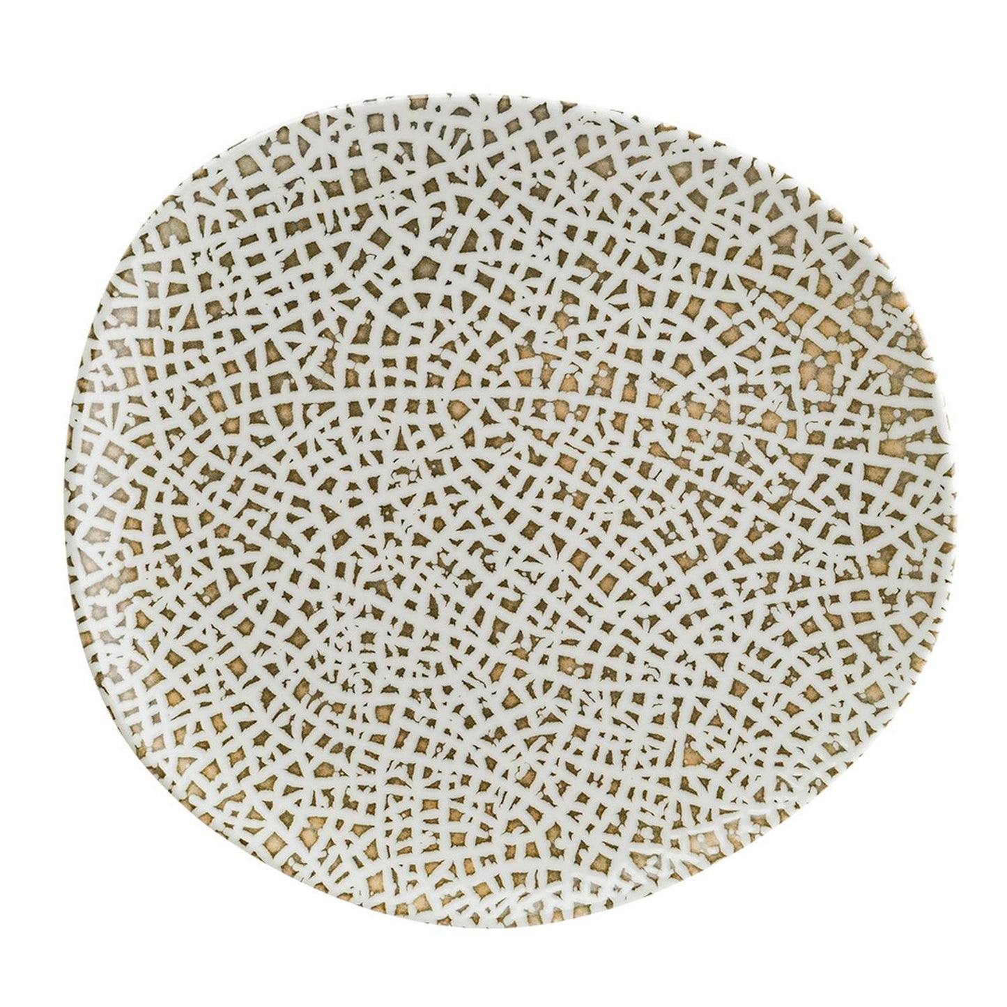 Turgla Vitrified Lapya Wood 6" x 5.5" Organic Decorated Vitrified Plate - Case Pack: 12