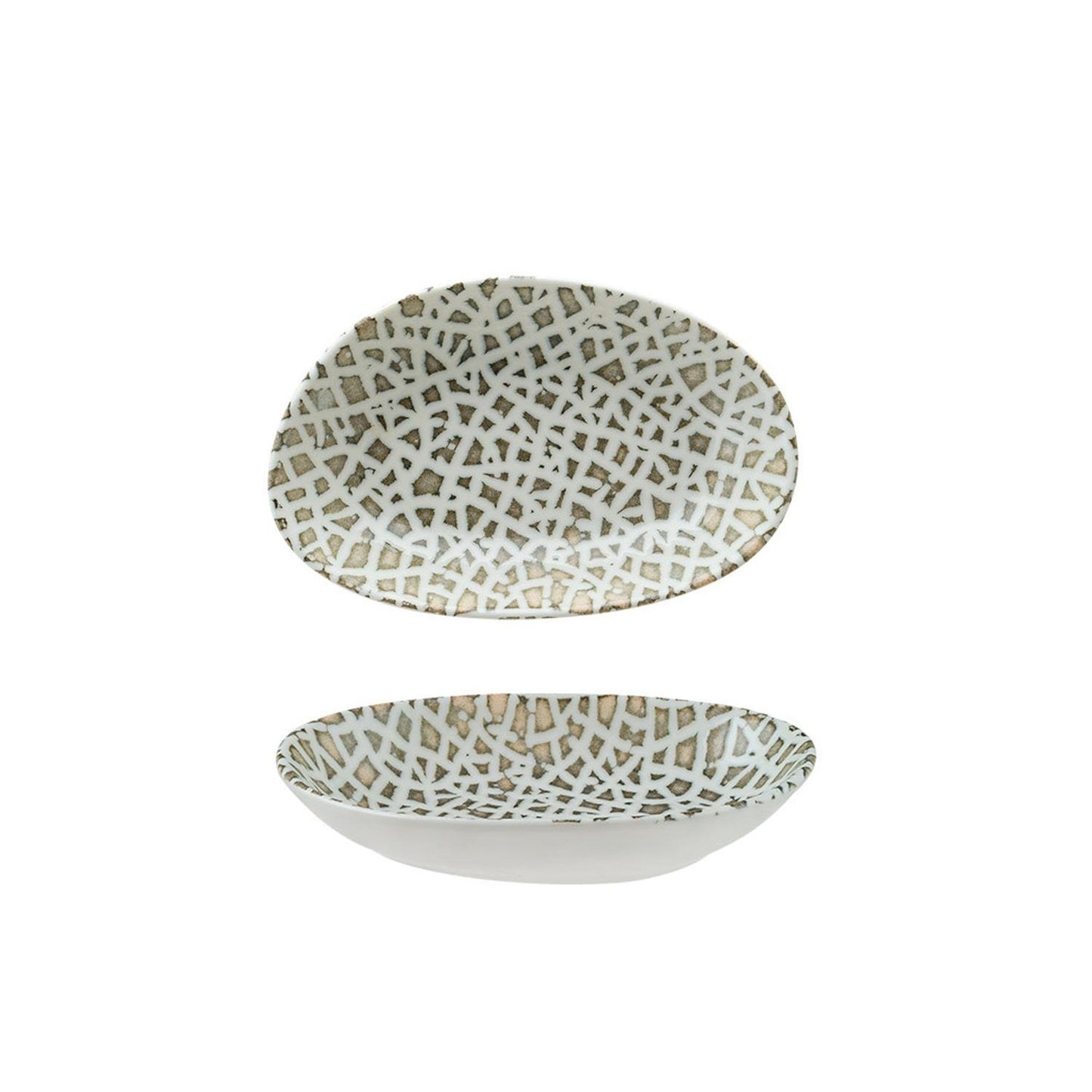 Lapya Wood 6" x 4" x h:1" Organic Decorated Vitrified Platter