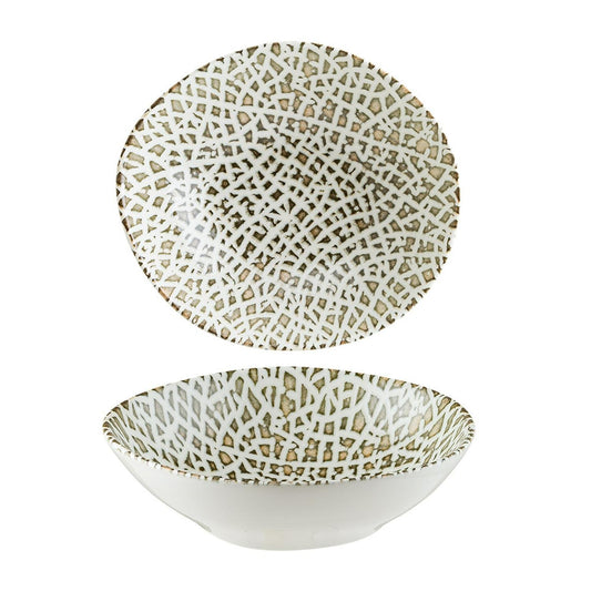 Lapya Wood 7" x 6.5" x h:2" 17 oz. Organic Decorated Vitrified Bowl