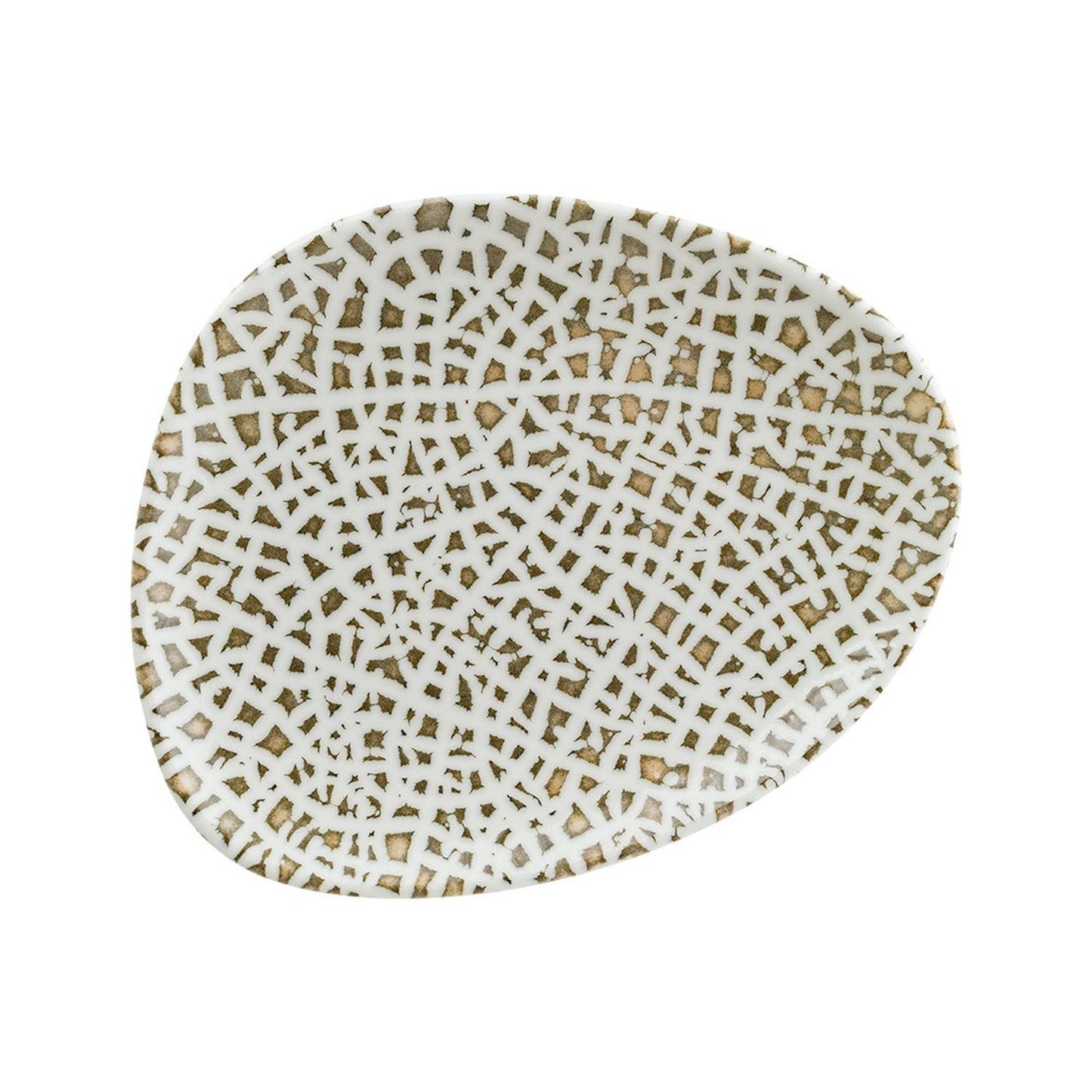 Turgla Vitrified Lapya Wood 9.5" x 7.5" Organic Decorated Vitrified Plate - Case Pack: 12