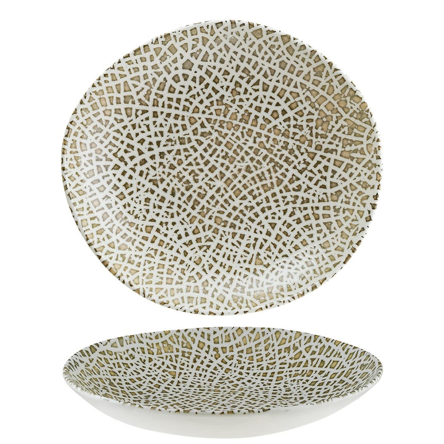 Turgla Vitrified Lapya Wood 10.25" x 9.5" x h:2.5" 36 oz. Organic Decorated Vitrified Bowl - Case Pack: 6