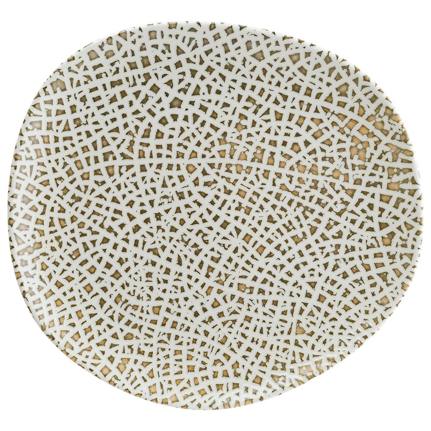 Lapya Wood 11.5" x 10.5" Organic Decorated Vitrified Plate
