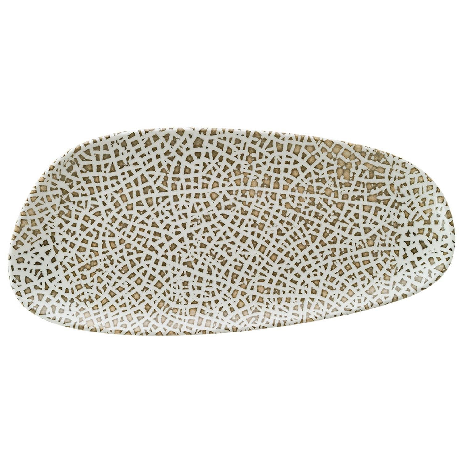 Lapya Wood 14" x 7" x h:1" Organic Decorated Vitrified Platter