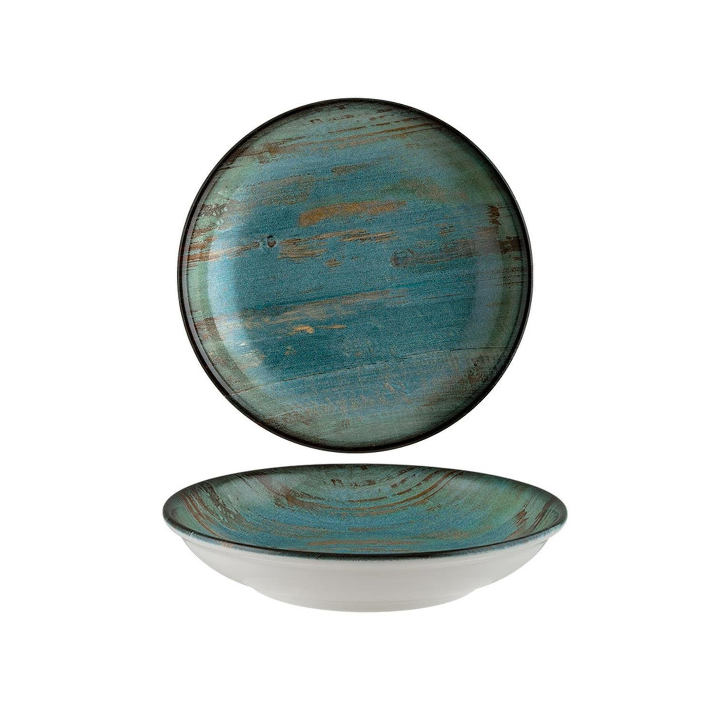 Turgla Vitrified Madera dia.9" h:2" 34 oz. Round Decorated Vitrified Bowl - Case Pack: 6