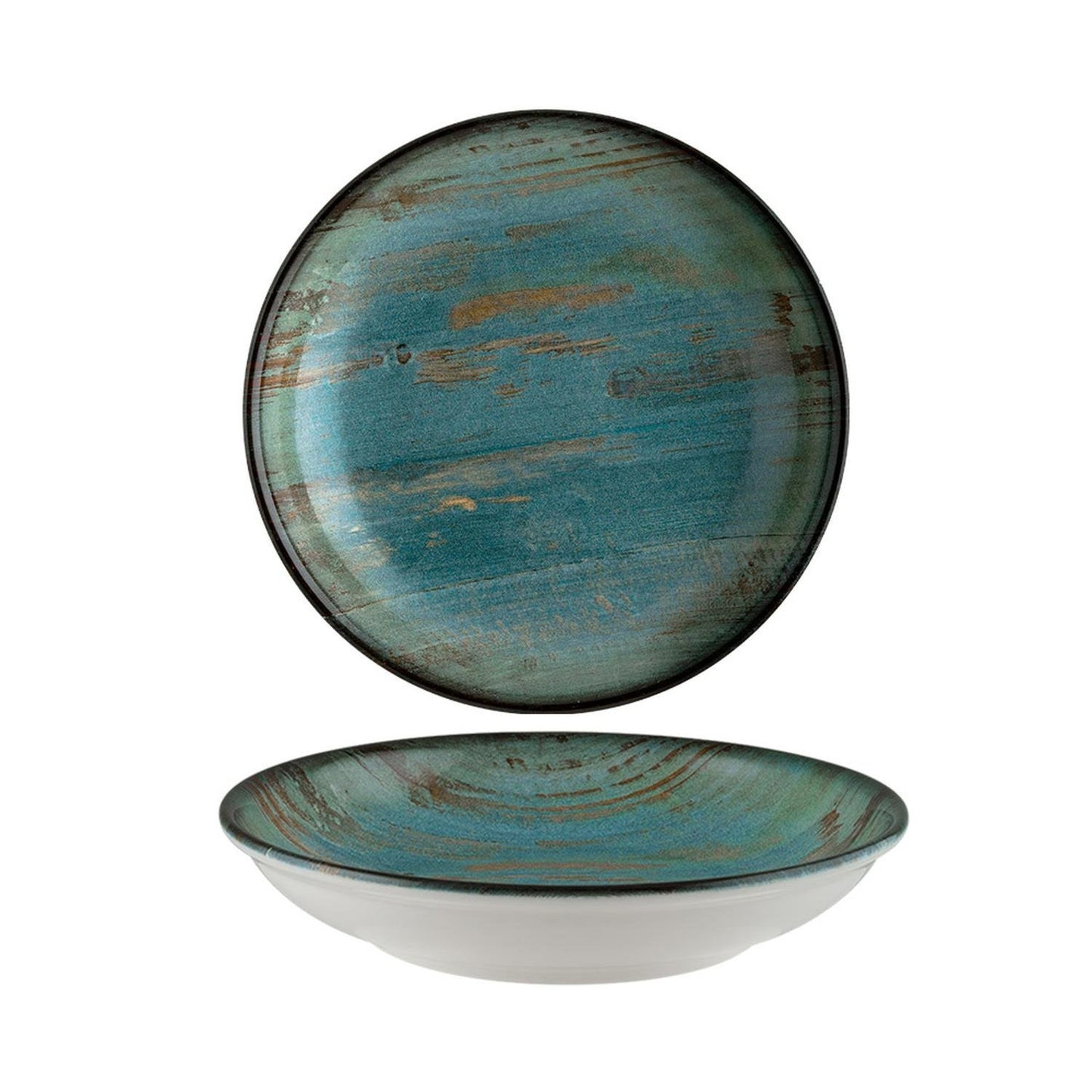 Turgla Vitrified Madera dia.10" h:2" 44 oz. Round Decorated Vitrified Bowl - Case Pack: 6