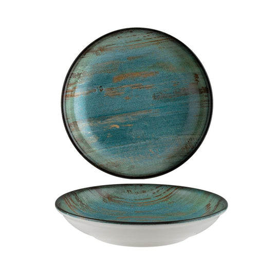 Turgla Vitrified Madera dia.10" h:2" 44 oz. Round Decorated Vitrified Bowl - Case Pack: 6