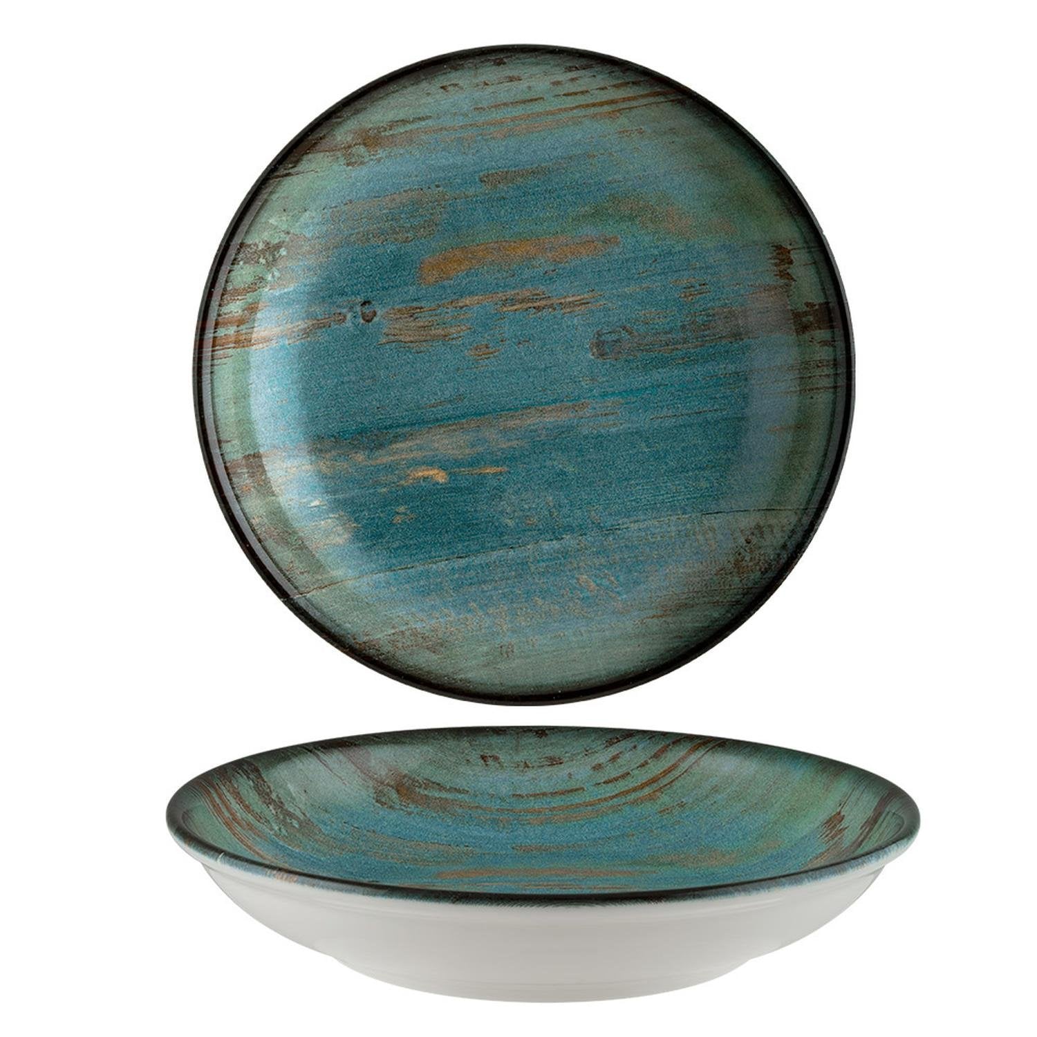 Madera dia.11" h:2.5" 57 oz. Round Decorated Vitrified Bowl