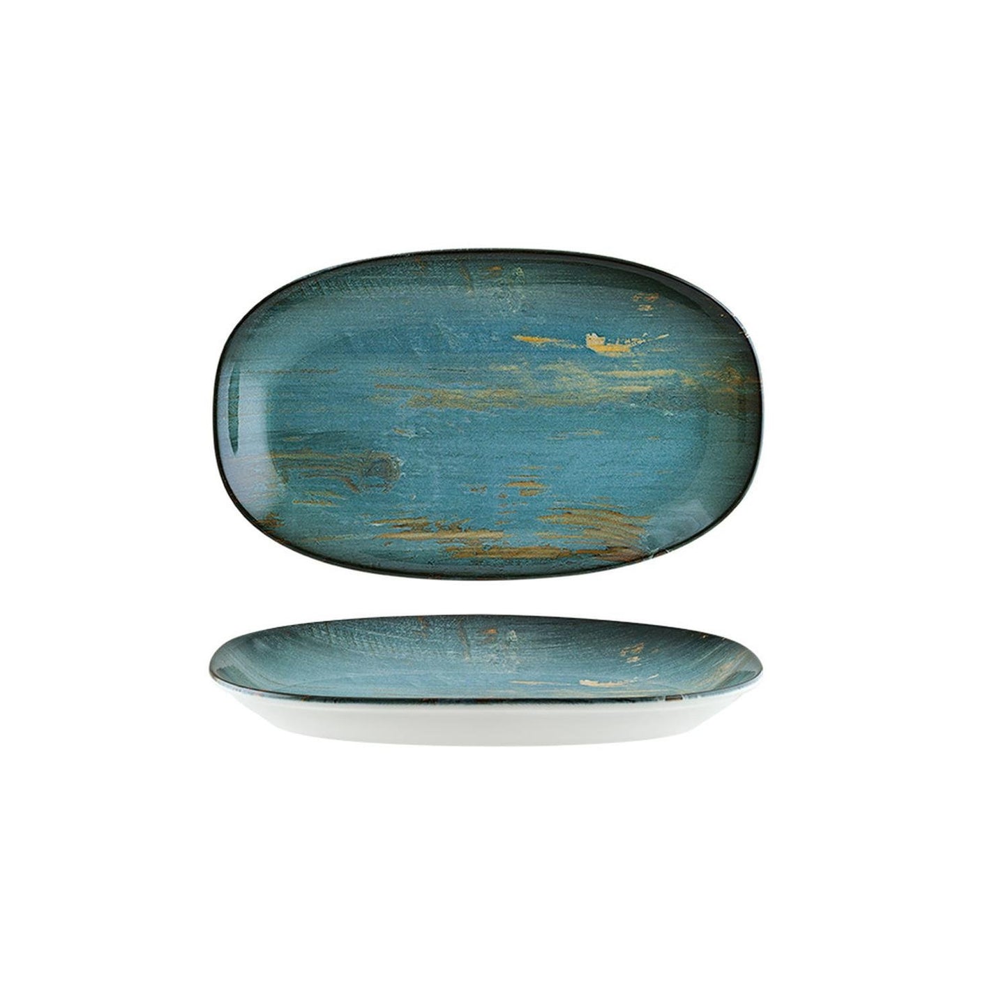 Madera 6" x 3.5" x h:0.75" Oval Decorated Vitrified Platter