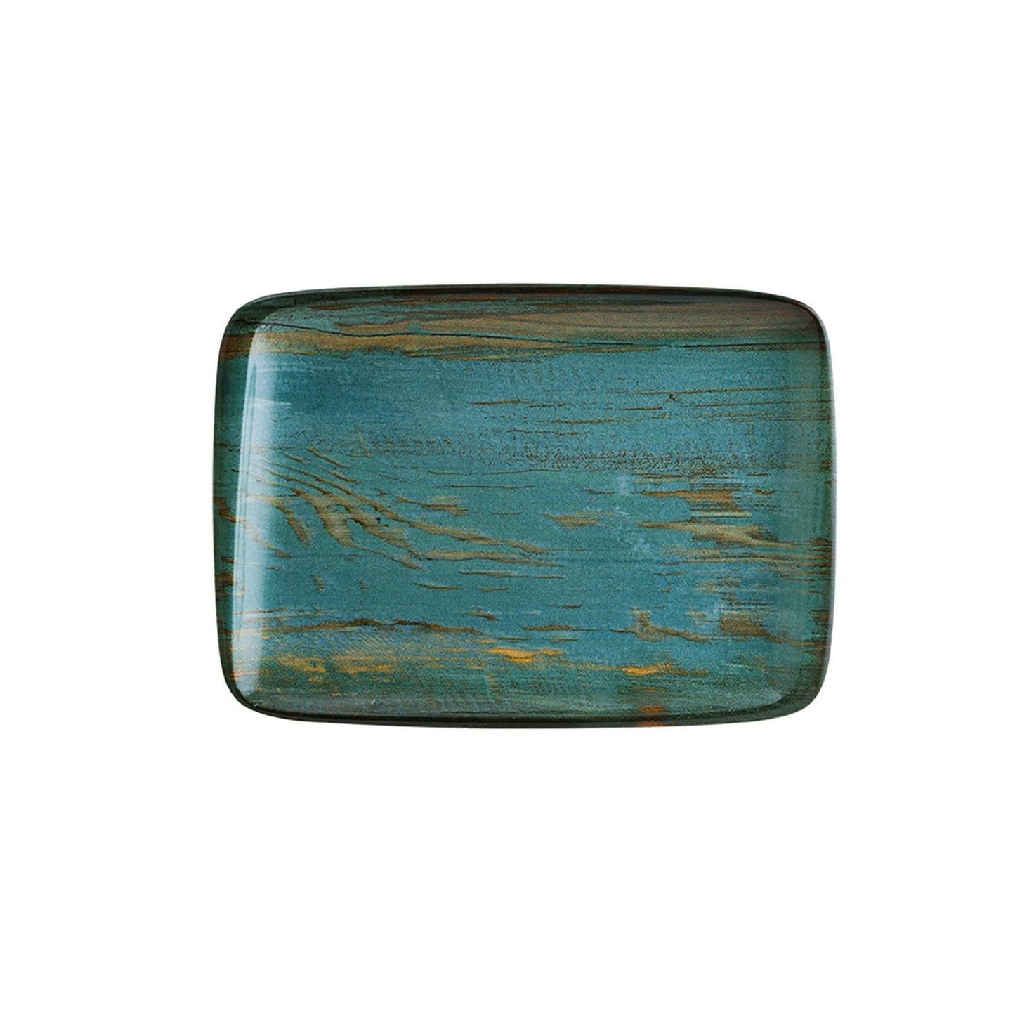 Turgla Vitrified Madera 9" x 6" Rectangular Decorated Vitrified Plate - Case Pack: 12
