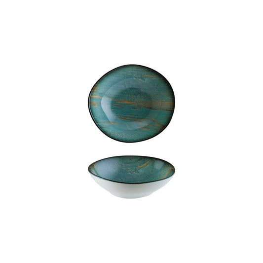Turgla Vitrified Madera 7" x 6.5" x h:2" 17 oz. Organic Decorated Vitrified Bowl - Case Pack: 12