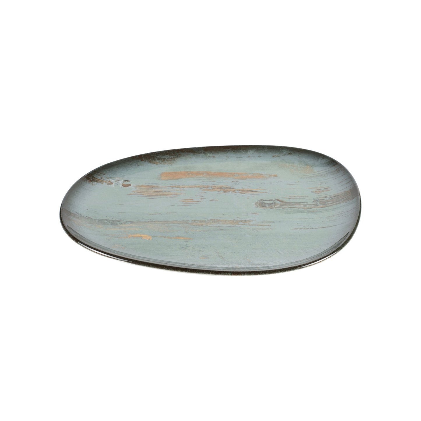 Turgla Vitrified Madera 13" x 10.75" Organic Decorated Vitrified Plate - Case Pack: 6