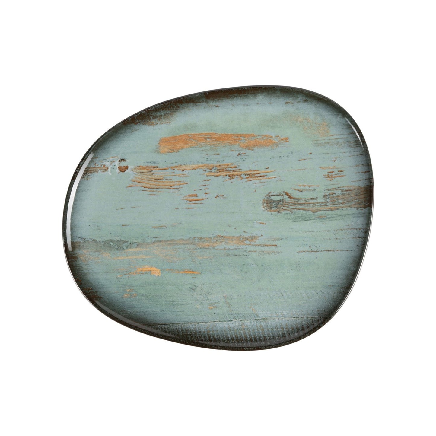 Turgla Vitrified Madera 13" x 10.75" Organic Decorated Vitrified Plate - Case Pack: 6