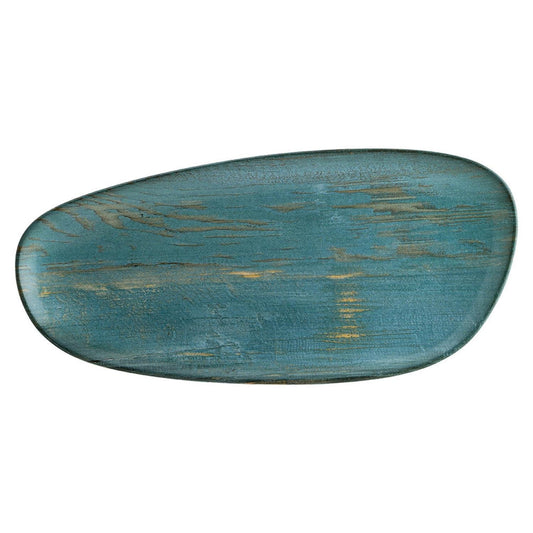 Turgla Vitrified Madera 14" x 7" x h:1" Organic Decorated Vitrified Platter - Case Pack: 12