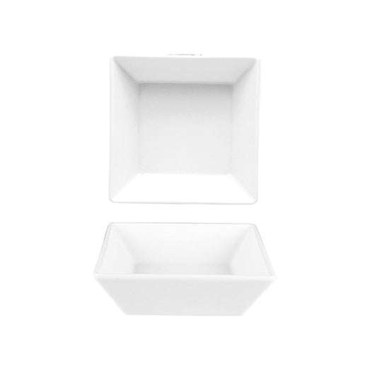 Porcelain Merid 5.5" x 5.5" x h:1.75" 14 oz. Square White Porcelain Bowl - Case Pack:12