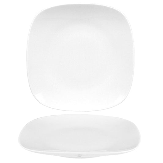 Porcelain Mimoza 9.25" x 9.25" Square White Porcelain Plate - Case Pack:12