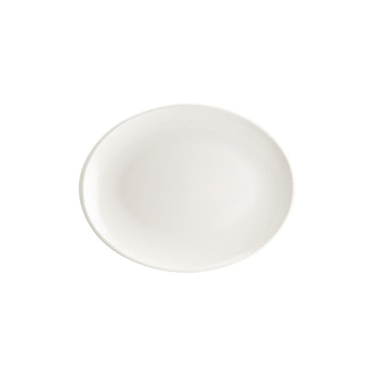 Turgla Vitrified Moove 9.75" x 7.5" x h:1" Oval Warm White Vitrified Platter - Case Pack: 12
