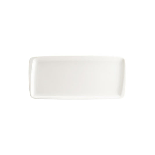 Turgla Vitrified Moove 13.5" x 6" x h:0.75" Rectangular Warm White Vitrified Platter - Case Pack: 12