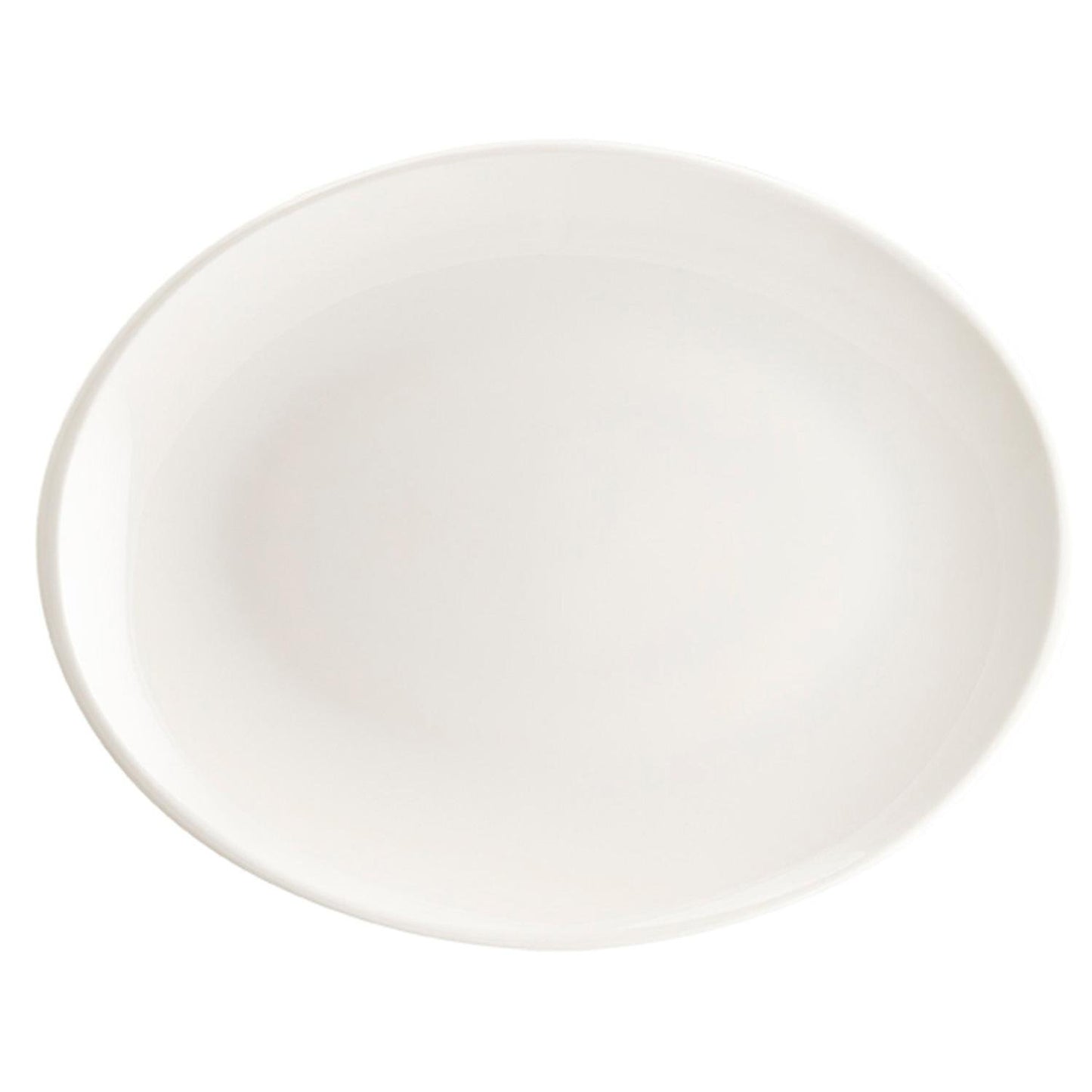 Turgla Vitrified Moove 14.25" x 11" x h:1.25" Oval Warm White Vitrified Platter - Case Pack: 6