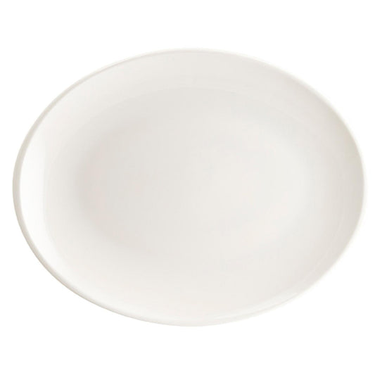 Turgla Vitrified Moove 14.25" x 11" x h:1.25" Oval Warm White Vitrified Platter - Case Pack: 6
