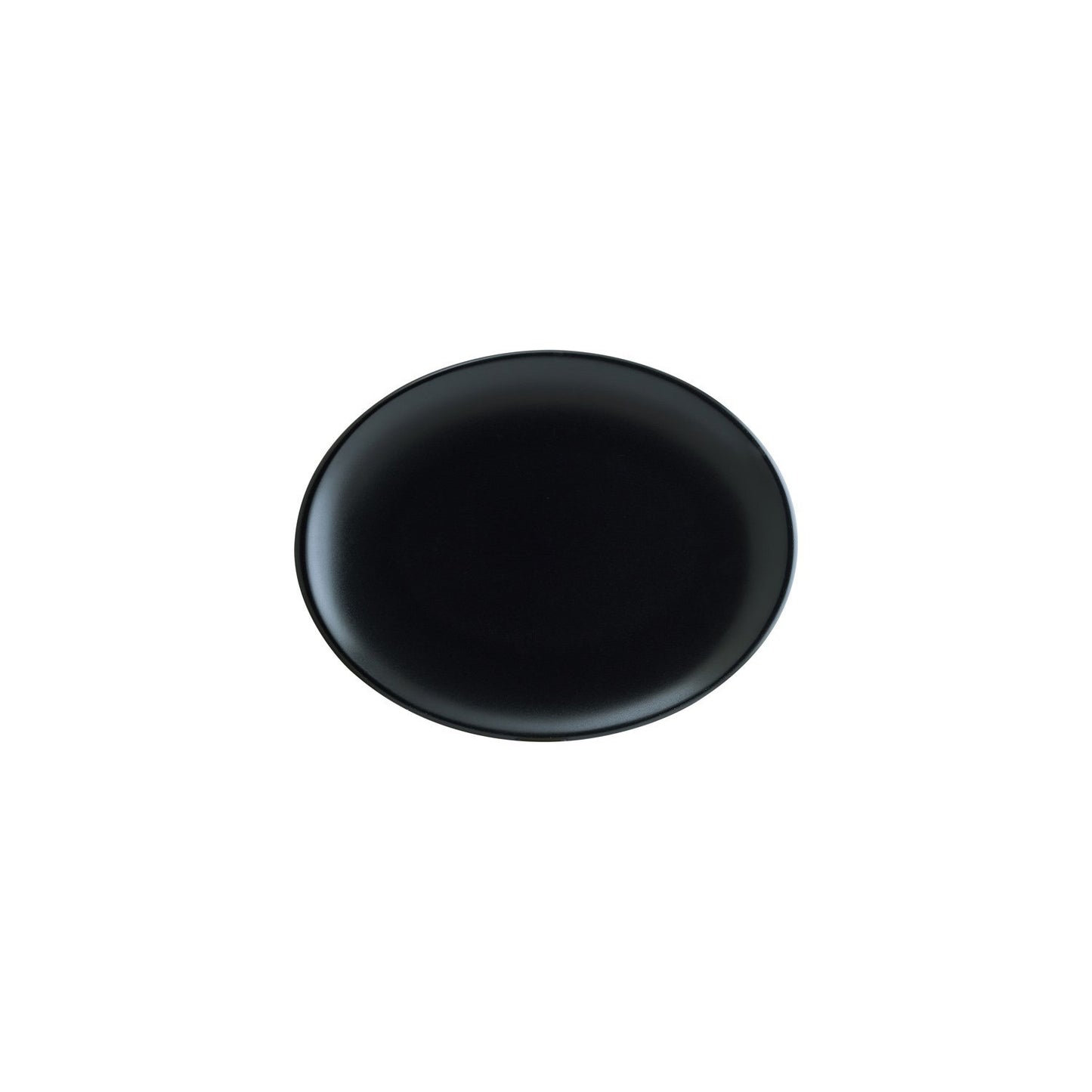 Turgla Vitrified Notte 9.75" x 7.5" x h:1" Oval Black Vitrified Platter - Case Pack: 12