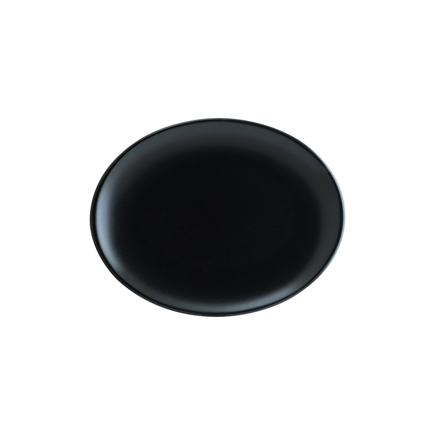 Turgla Vitrified Notte 12.25" x 9.5" x h:1" Oval Black Vitrified Platter - Case Pack: 6