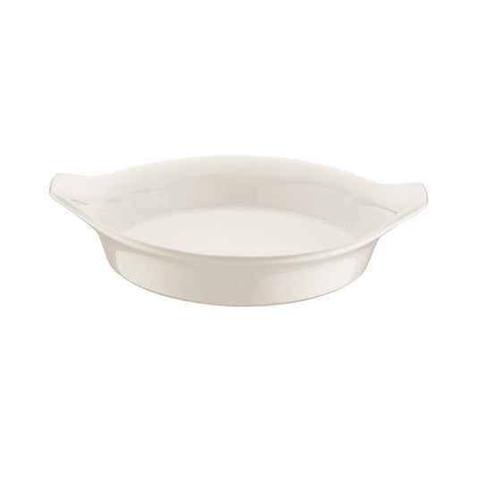 Turgla Vitrified Gourmet dia.8.5" h:1.5" 15 oz. Round Warm White Vitrified Oven Dish - Case Pack: 12