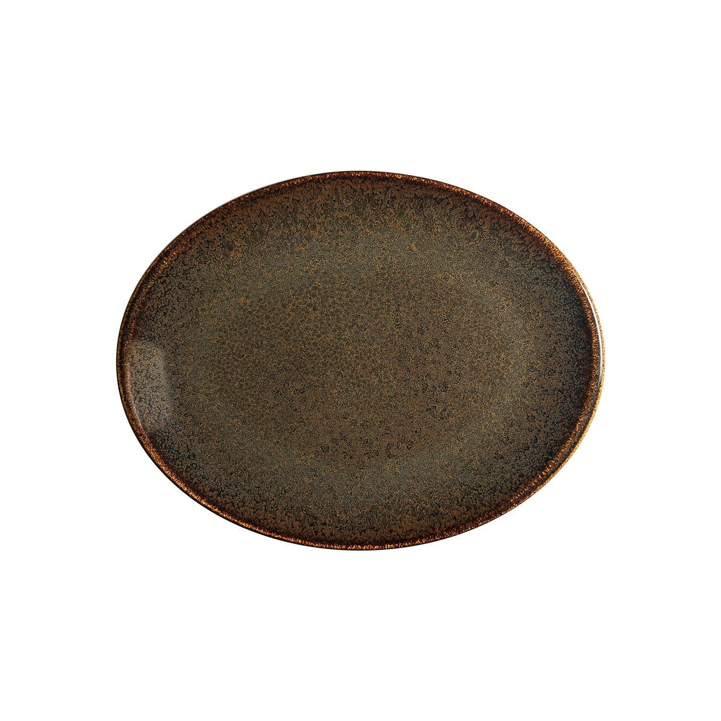Tierra 14.25" x 11" x h:1.25" Oval Brown Vitrified Platter