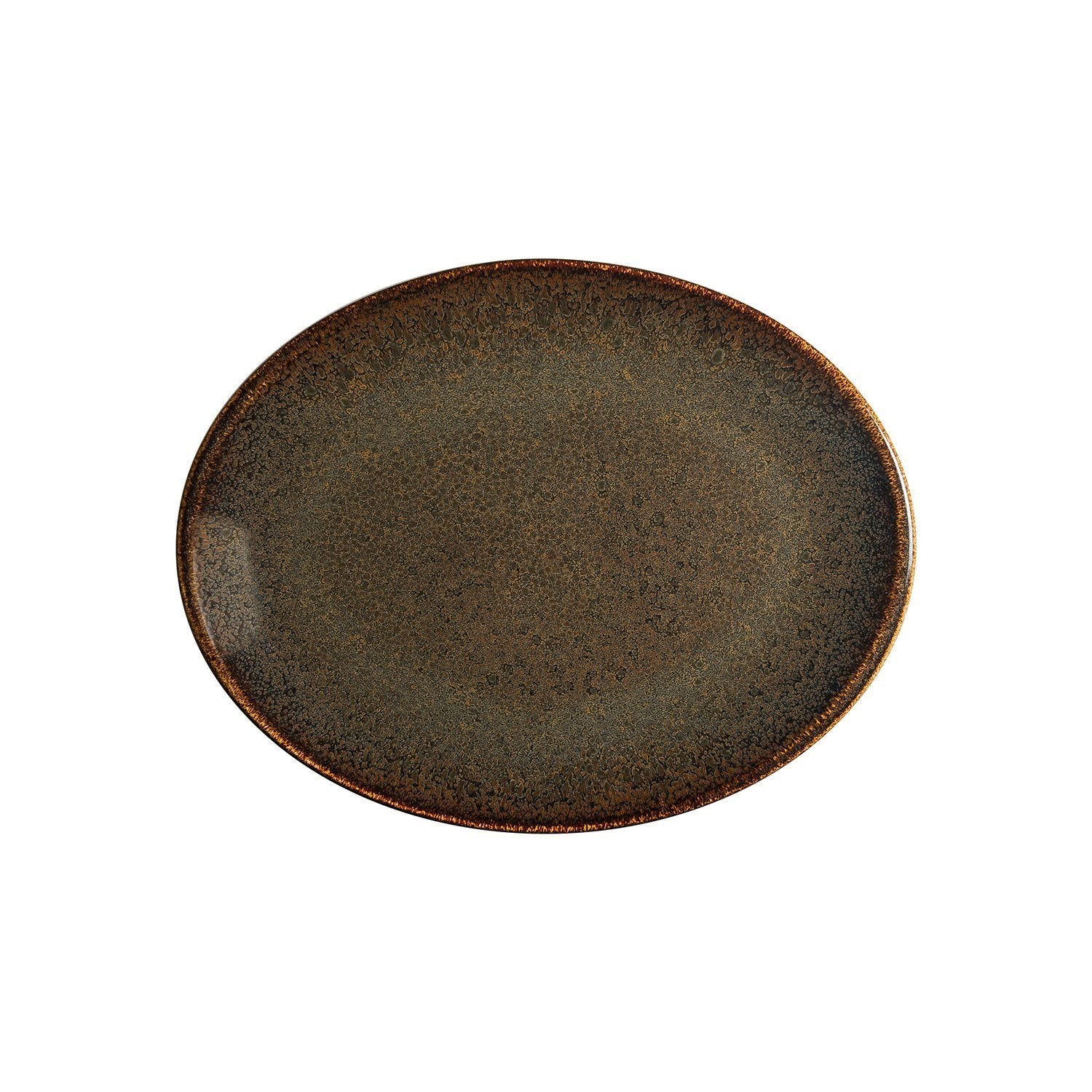 Tierra 14.25" x 11" x h:1.25" Oval Brown Vitrified Platter