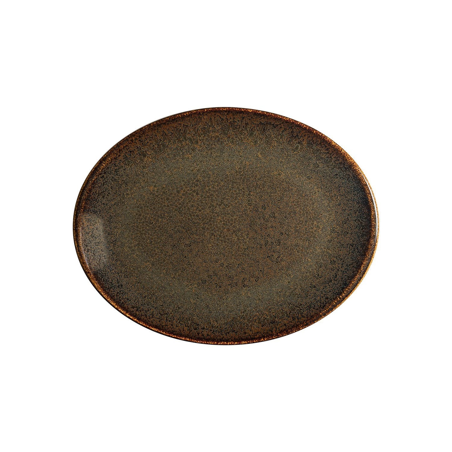 Porcelain Tierra 14.25" x 11" x h:1.25" Oval Brown Porcelain Platter - Case Pack: 6