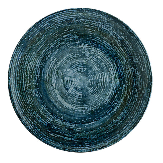 Porcelain Patera Denim dia.12" Round Decorated Porcelain Plate - Case Pack: 6