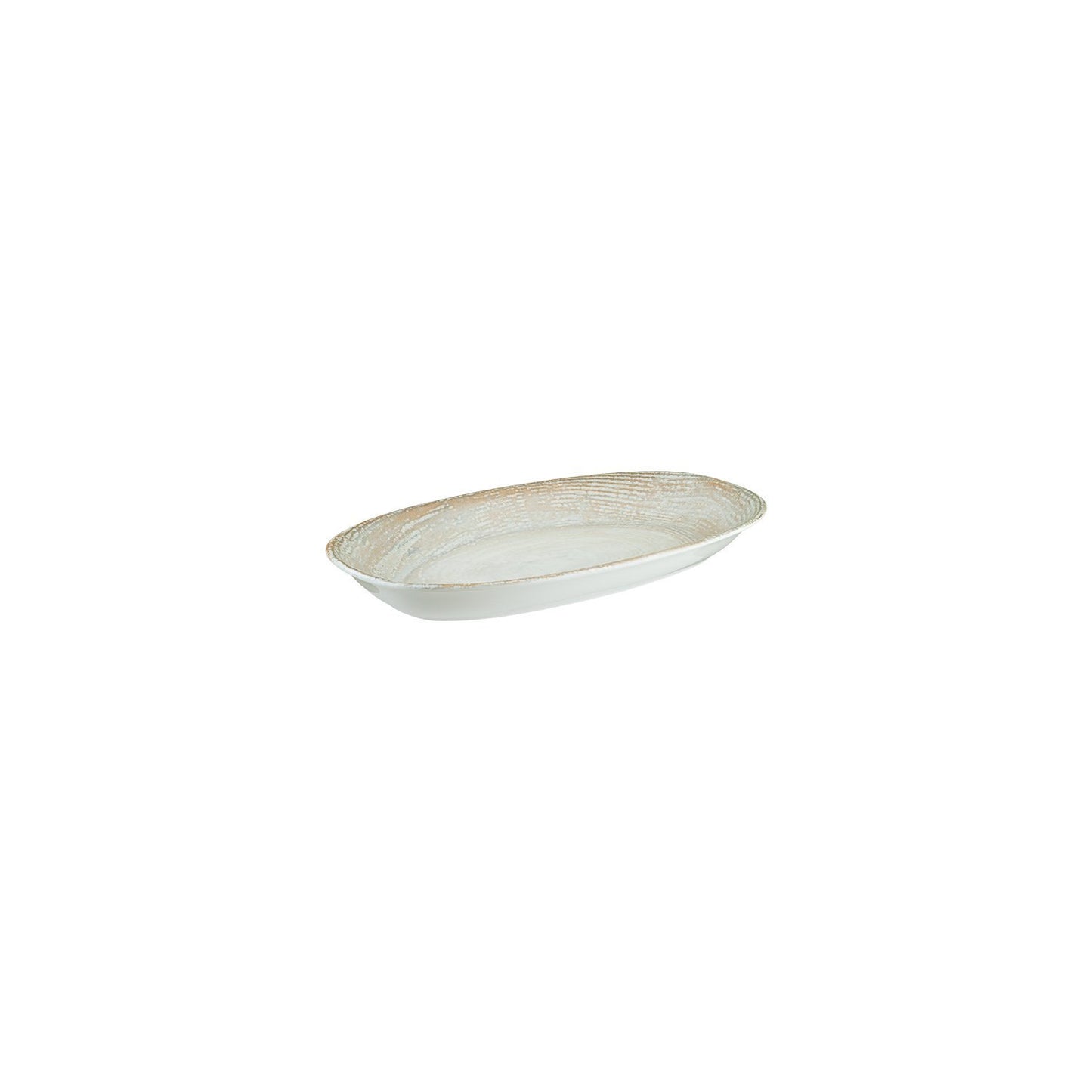 Turgla Vitrified Patera 7.5" x 4.25" x h:1" Oval Decorated Vitrified Platter - Case Pack: 12