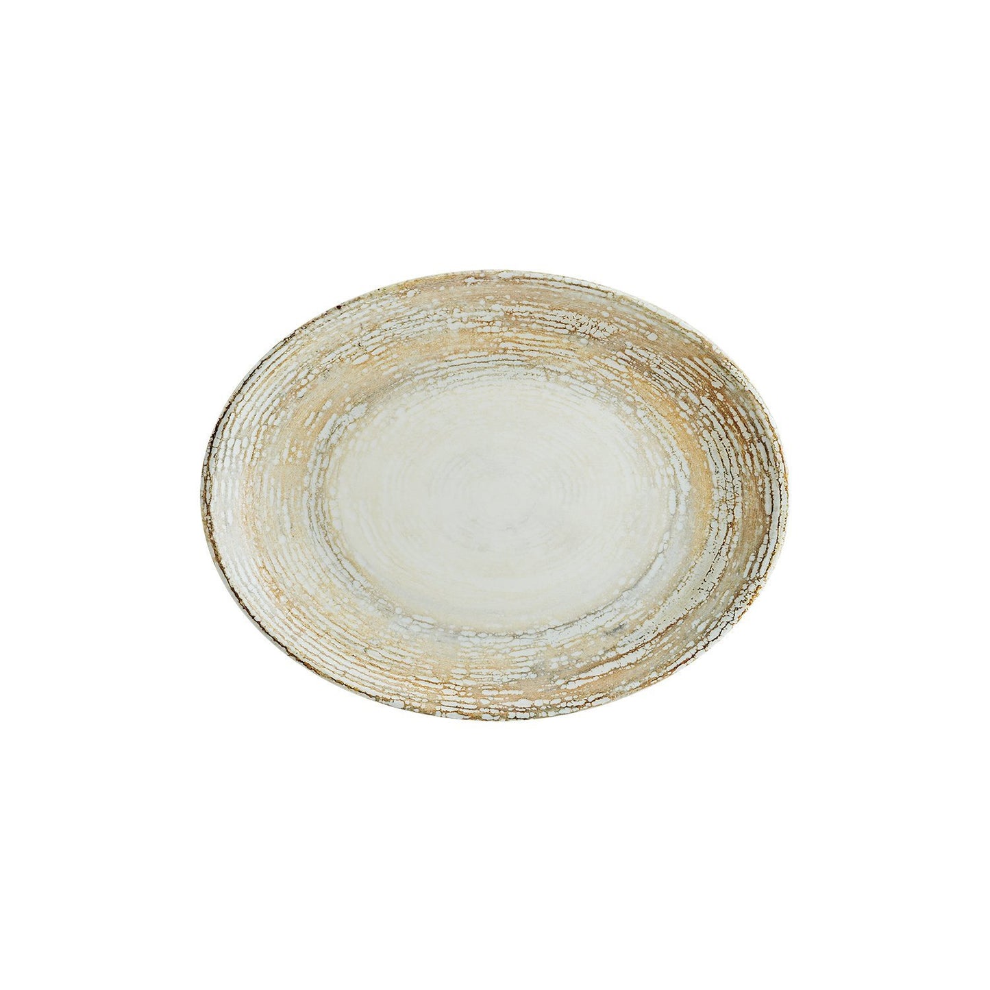 Turgla Vitrified Patera 12.25" x 9.5" x h:1" Oval Decorated Vitrified Platter - Case Pack: 6