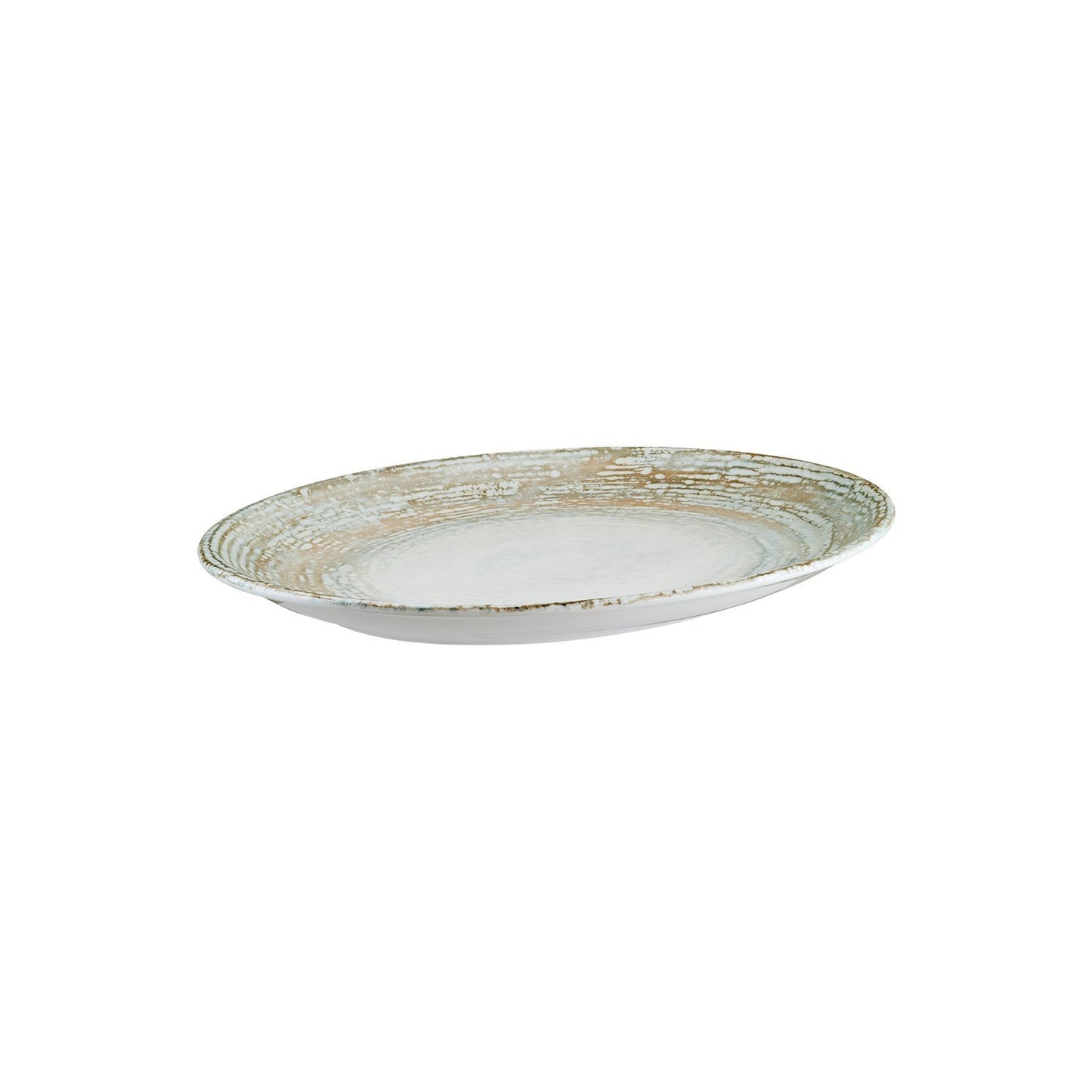 Turgla Vitrified Patera 12.25" x 9.5" x h:1" Oval Decorated Vitrified Platter - Case Pack: 6